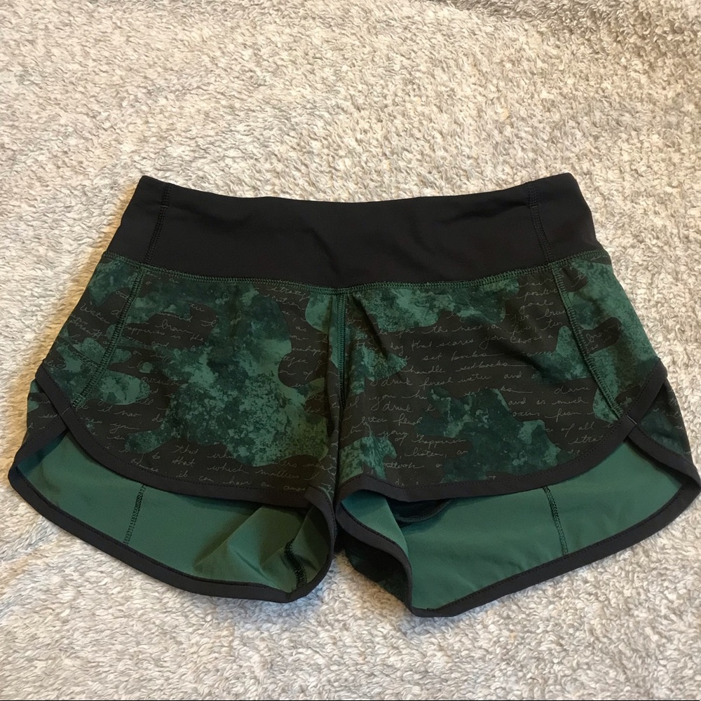 Lululemon Speed-Up Short Size 2 Green & Black